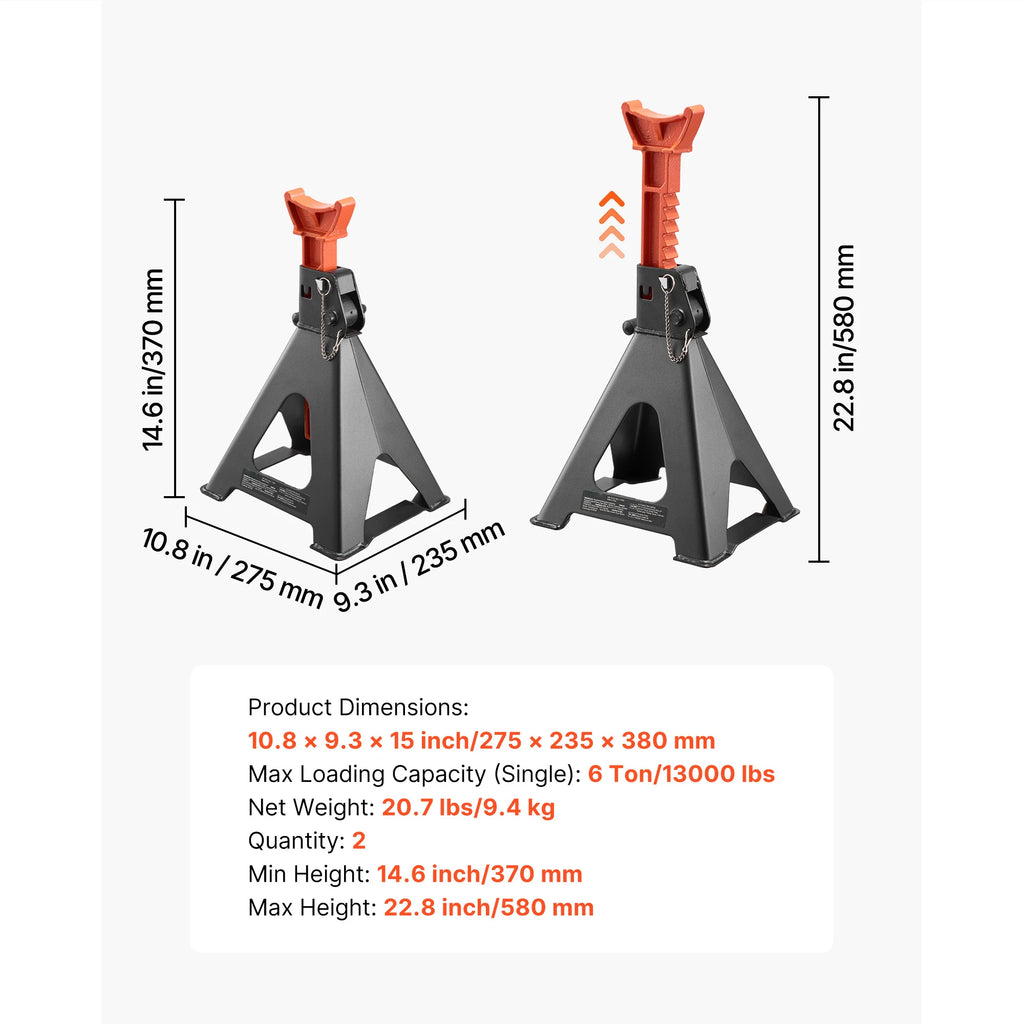 SucceBuy Jack Stands 3 Ton/6 Ton Capacity Heavy Duty Steel Jack Auto Stands with Locking for Lifting SUV Pickup Car and UTV/ATV
Item Model Number: HM3141B/HM3141C/HM6141C
