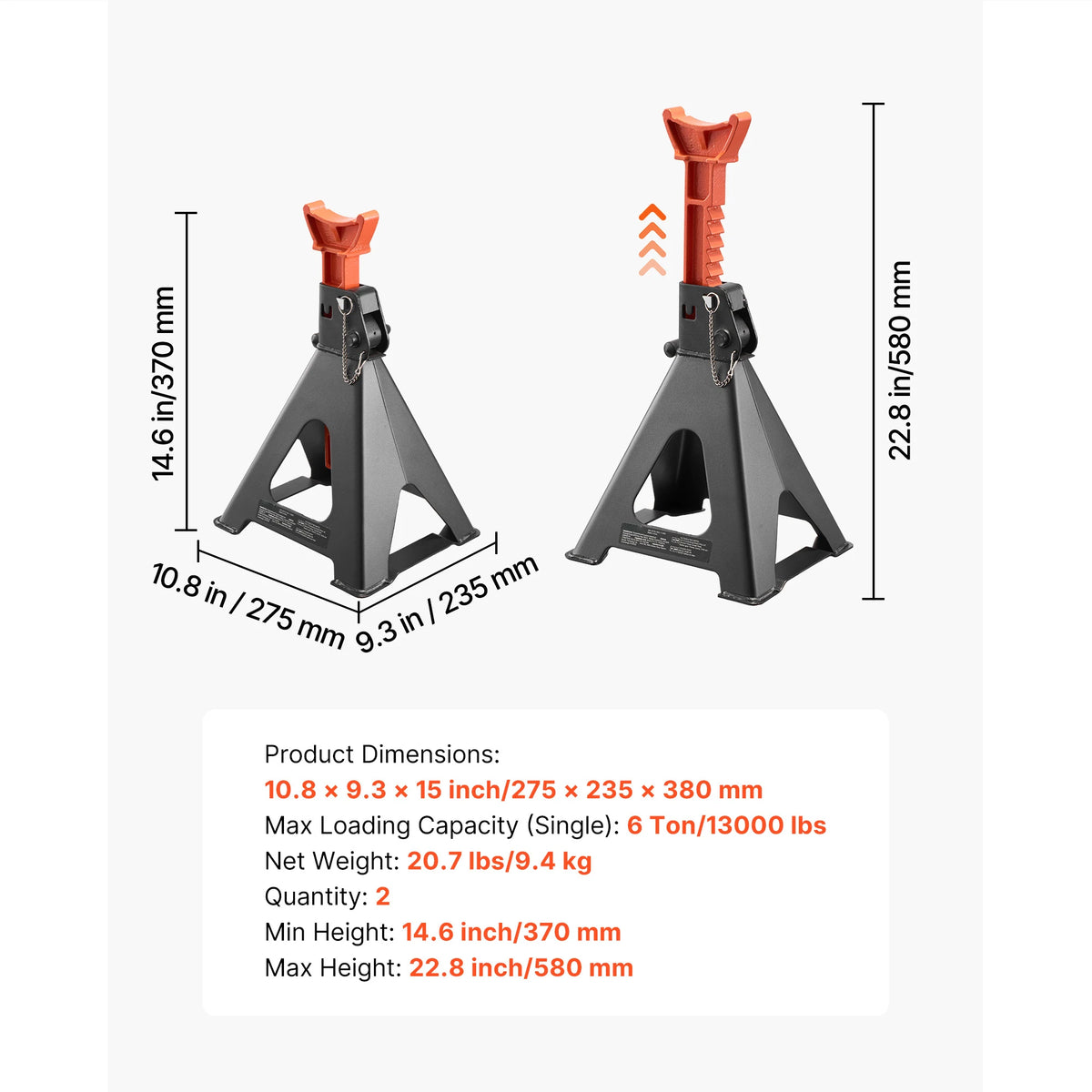 SucceBuy Jack Stands 3 Ton/6 Ton Capacity Heavy Duty Steel Jack Auto Stands with Locking for Lifting SUV Pickup Car and UTV/ATV
Item Model Number: HM3141B/HM3141C/HM6141C
