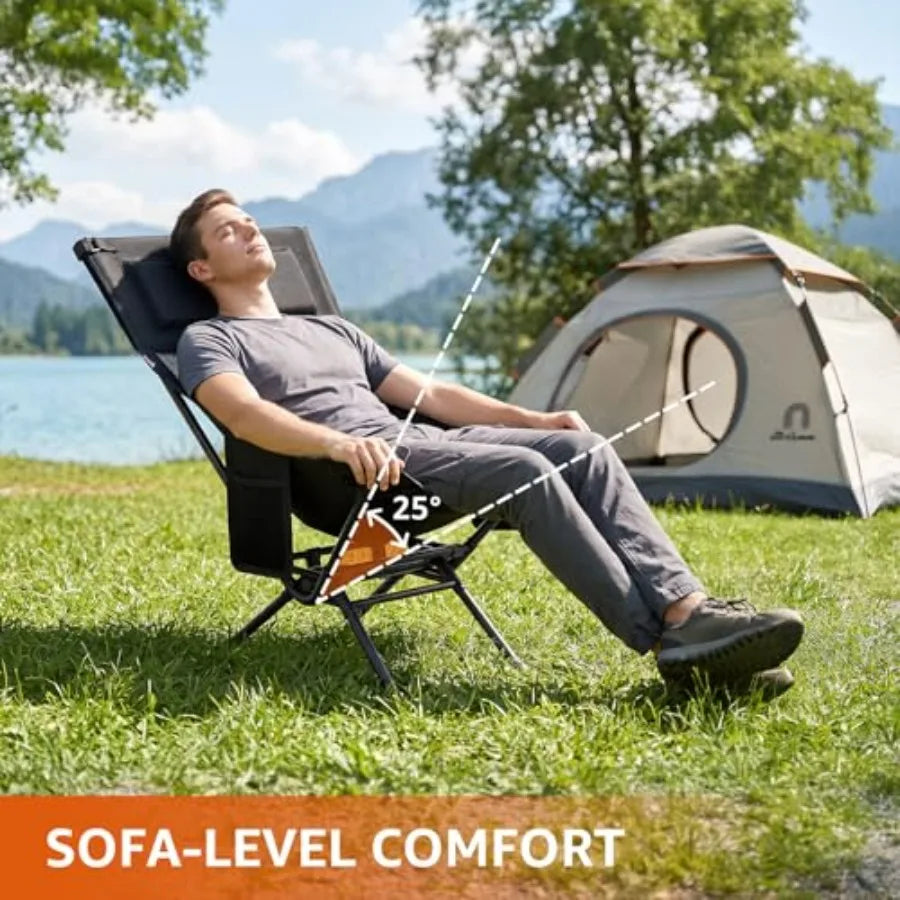 HAAGEEP Armless Rocking Camping Chair for Adults, Portable Folding Outdoor Rocker with Spring-Action Technology, Heavy Duty Mesh Camp C