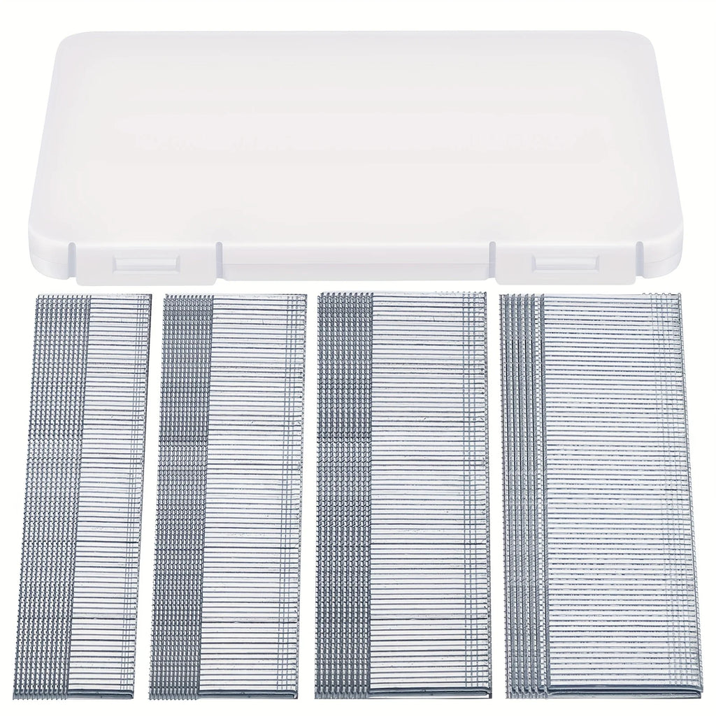 2000pcs 18Ga Brad Nails Galvanized End Nail - 5/8, 3/4, 1, 1-1/4 Inch-500 Each with Storage Box for Repairing Molding Cabinetry Building Assembly