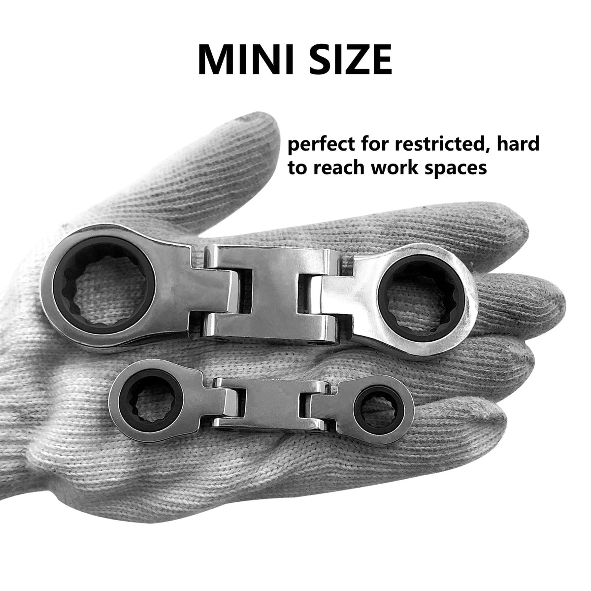 GOSWIFT 5pcs Dual Flex Head Ratcheting Wrench Set, Double Box End, Flex-Head, Stubby Metric Combination Wrench Set