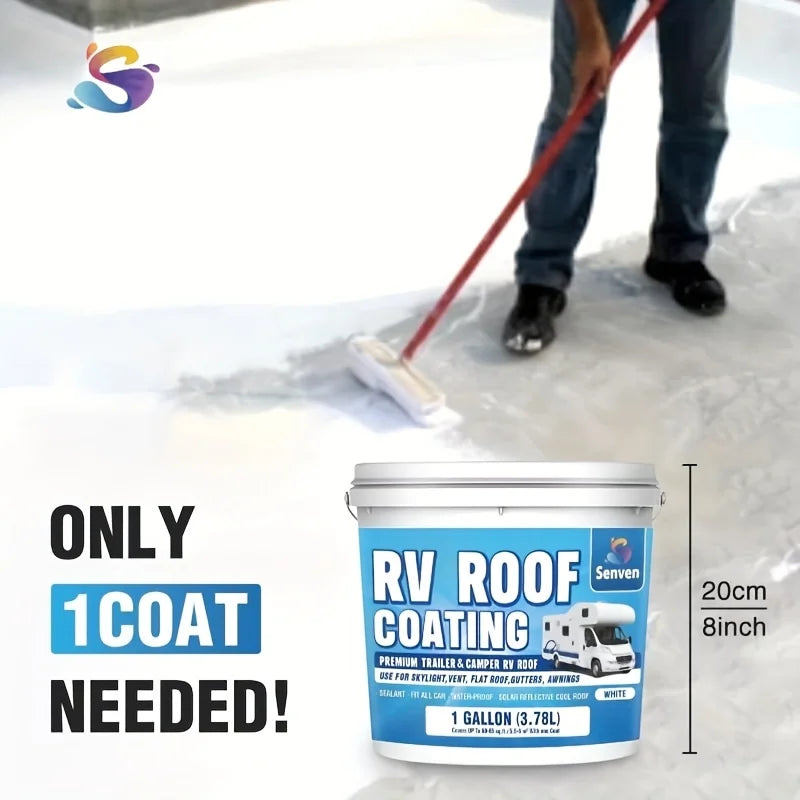RV Roof Coating, Sealant, White, 1 Gallon, Waterproof, Solar Reflective