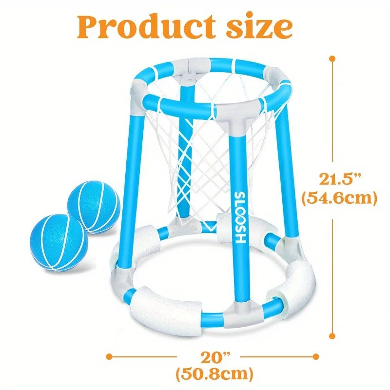Joyfy Summer Pool Basketball Hoop, Floating Basketball Pool Game, Swimming Floats with Balls for Kids & Adults