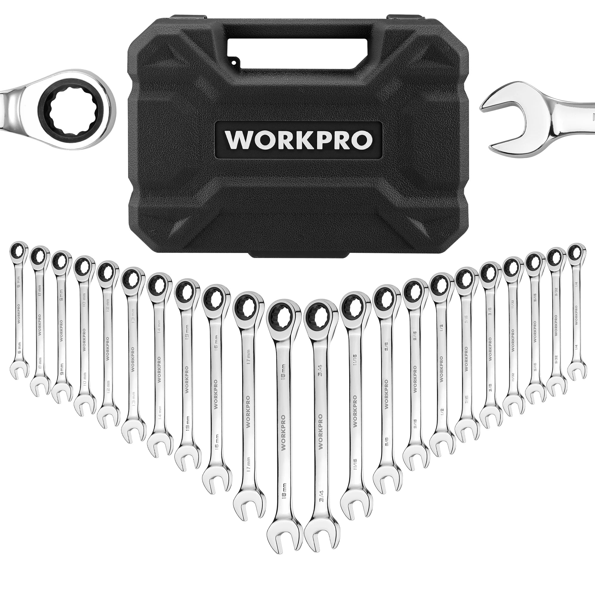 21pc Ratcheting Wrench Set With Case