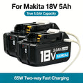 2PCS 5.0Ah Lithium-Ion Battery for Makita 20V MAX Cordless Power Tools USB-C PD64W Bidirectional Fast Charging Compatible