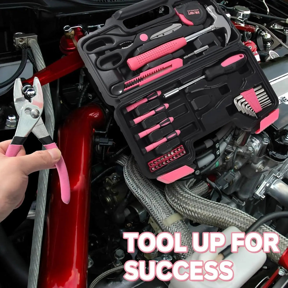 39 Pcs All Purpose Basic Household Pink Tool Kit for Women - Small Tool Set with Toolbox Great for Home, Garage, Office and College Dormitory Use