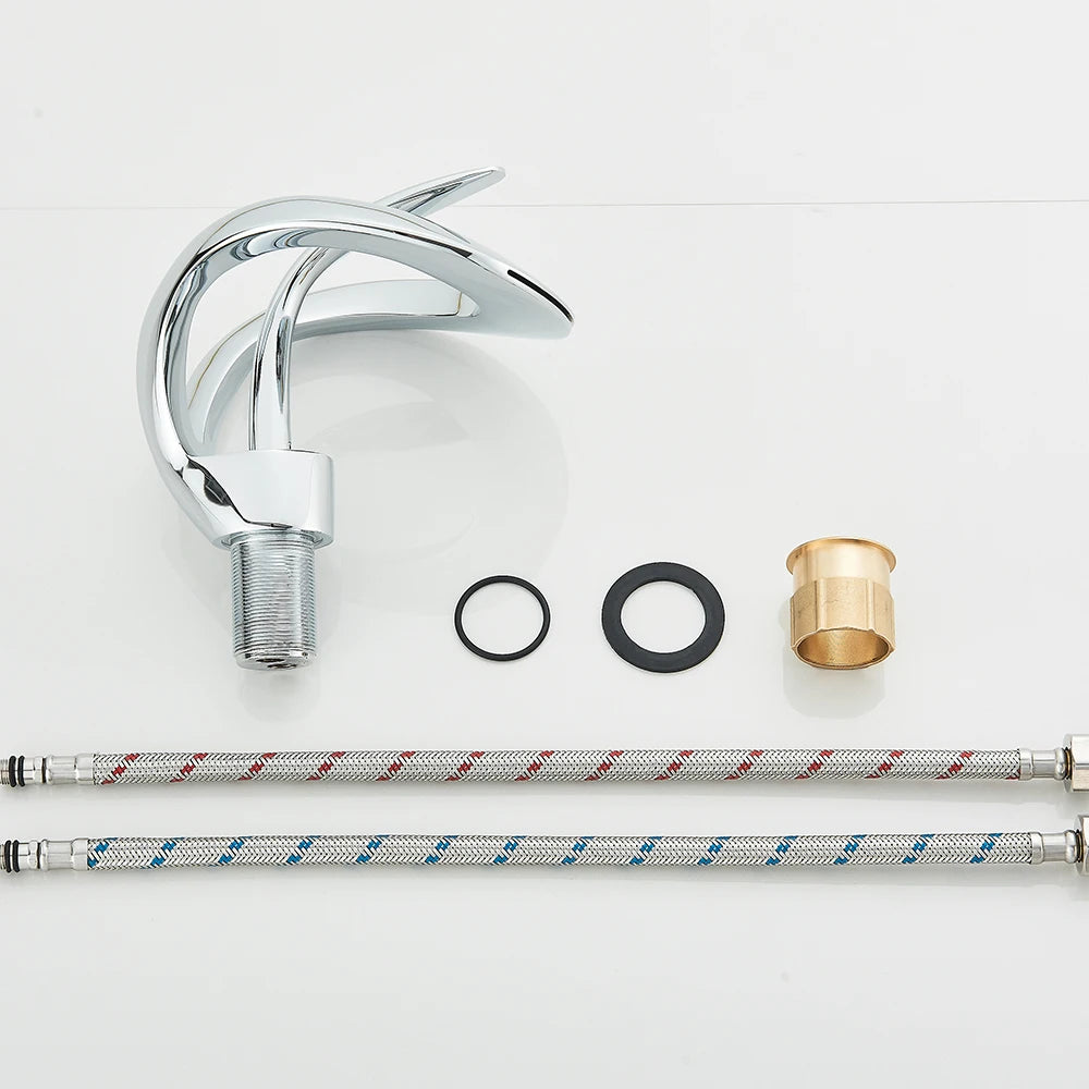Waterfall Bathroom Sink Faucet, Modern Design, Single Handle