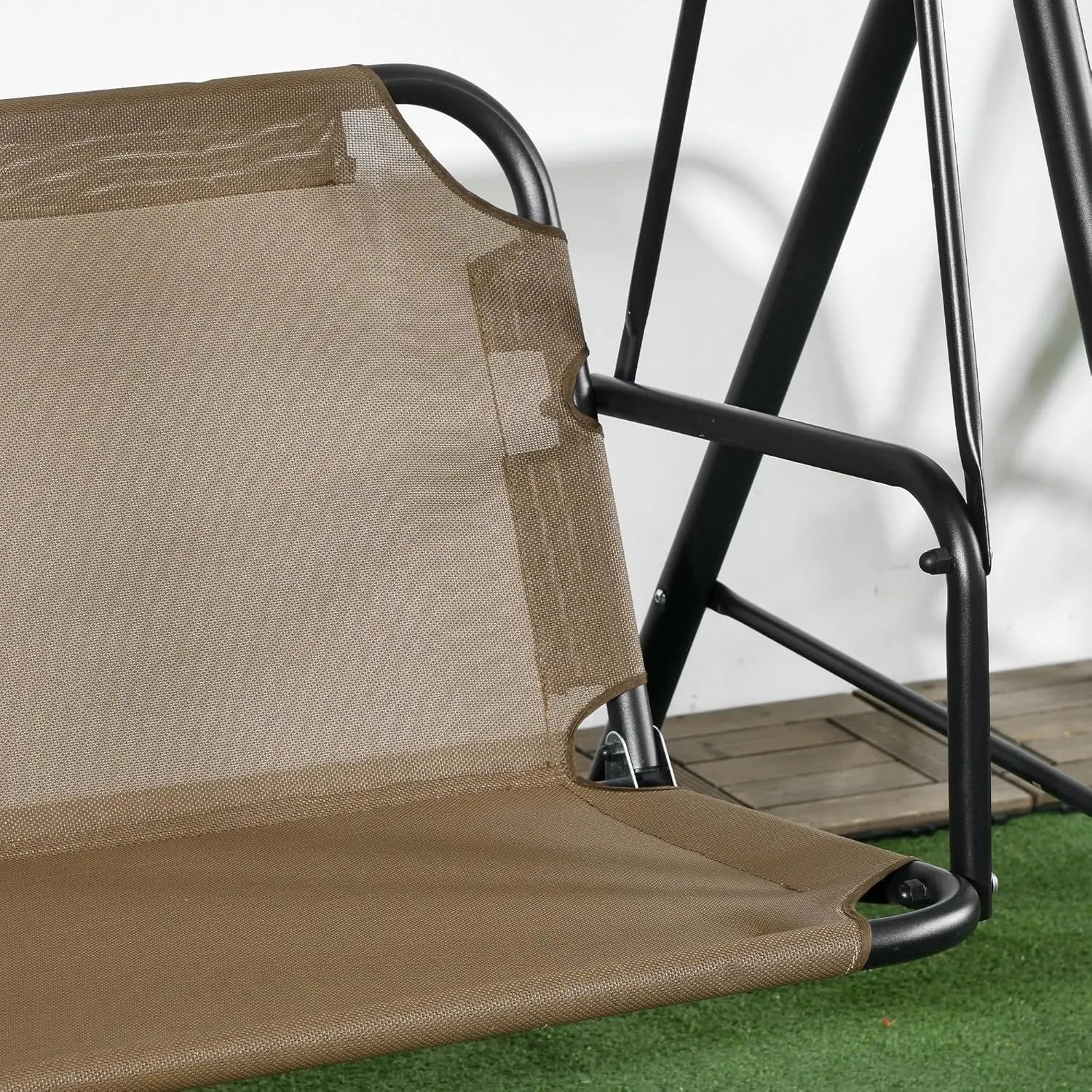 3-Person Porch Swing with Stand, Outdoor Swing for Patio Porch with Adjustable Tilt Canopy and Comfortable,