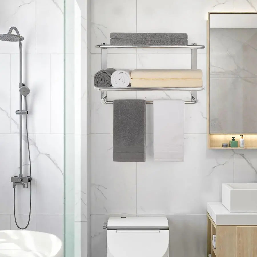 Rack for Bathroom, 23 Inch Tower Holder with Tower Bars, SUS 304 Stainless Steel Lavatory Bath Towel Shelf Towel Hanger Wall Mou