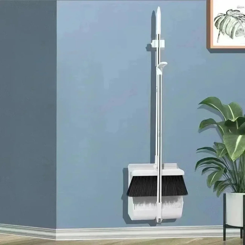 Space-Saving Upright Broom Set – Long-Handle Sweeping Kit with Locking Dustpan for Kitchen, Dorm, Classroom & Garage