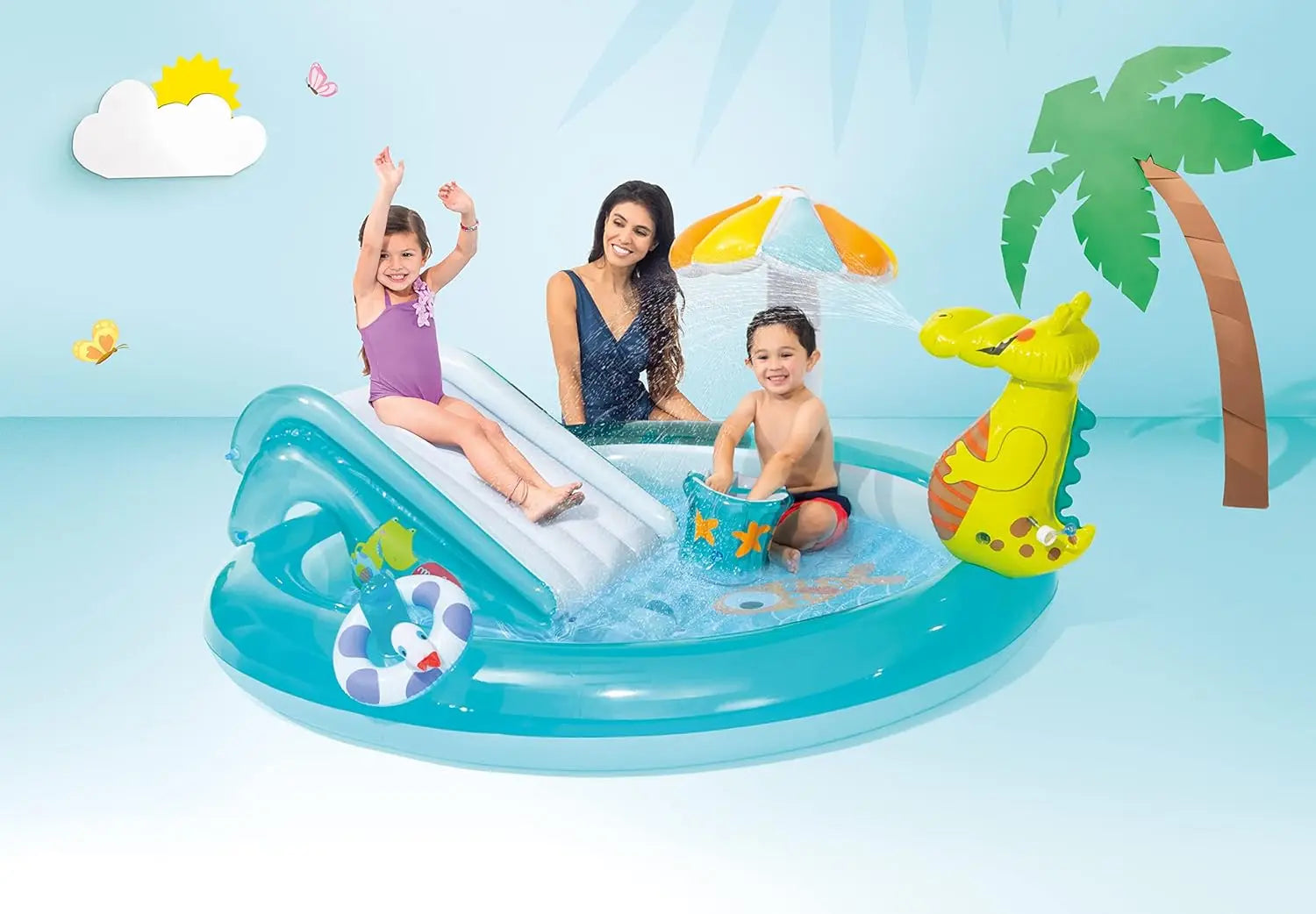 Gator 6.6' x 5.6' x 4" Outdoor Inflatable Kiddie Pool Water Play Swim Center