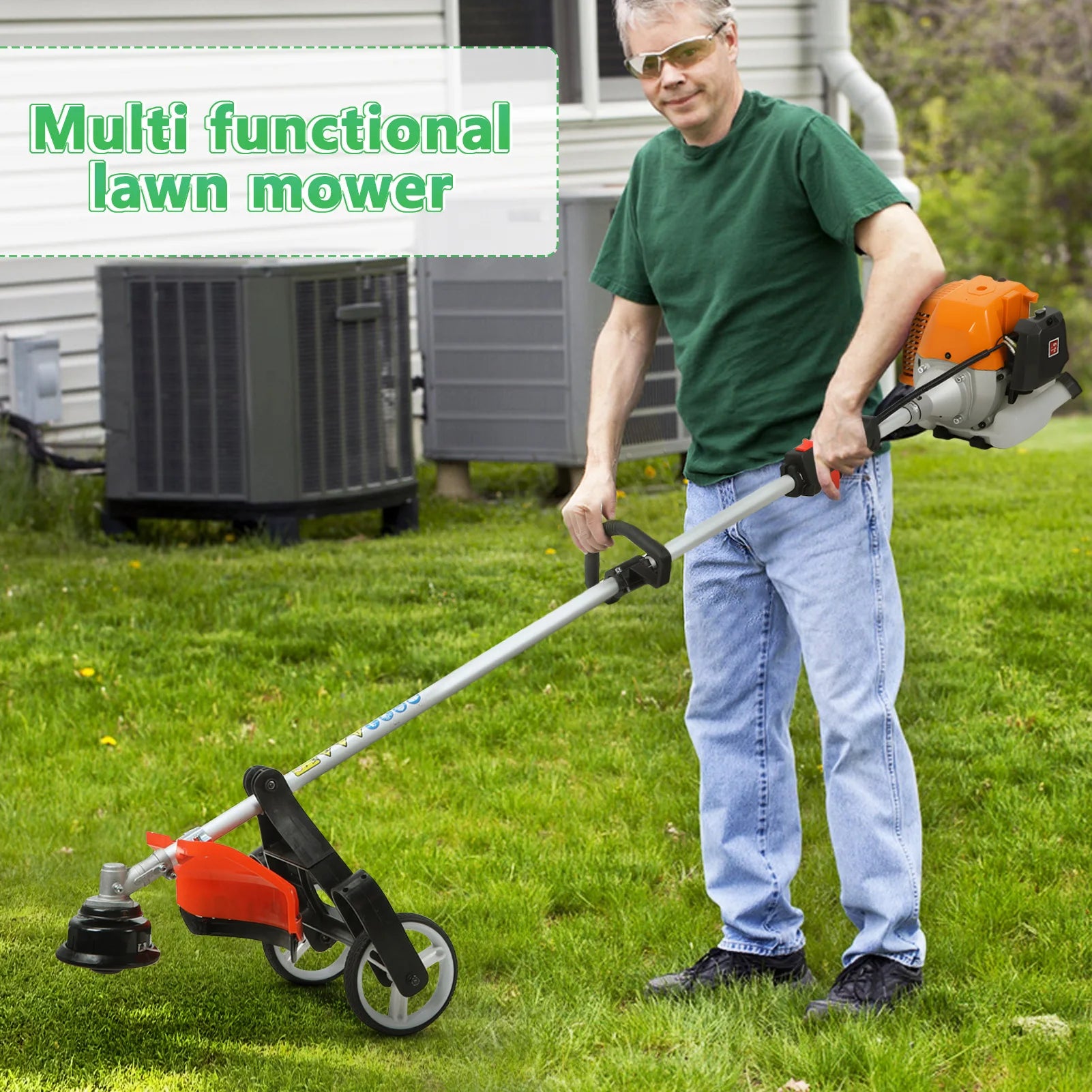 8 in 1 Weed Wacker, Trimmer, Edger, Chainsaw, Gas Powered, 52CC 2-Cycle