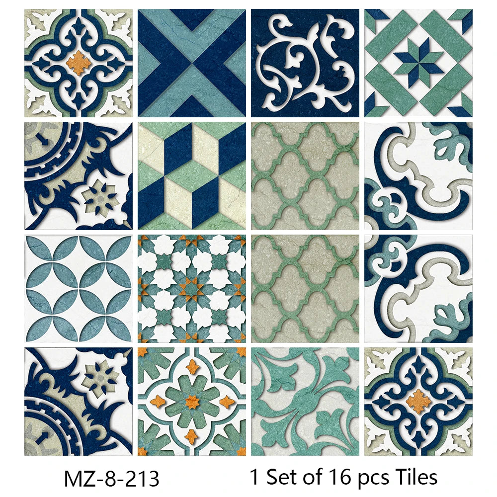Waterproof Tiles, Peel And Stick, 16 Pieces/Set, PVC