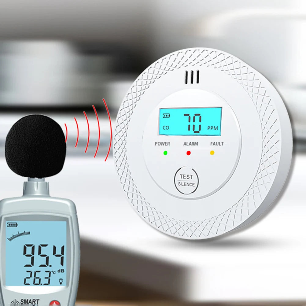 1-5PCS Carbon Monoxide Alarm Detector 85dB High Sensitive CO Alarm Sensor with LCD Display for Home Office Safety Protection ﻿