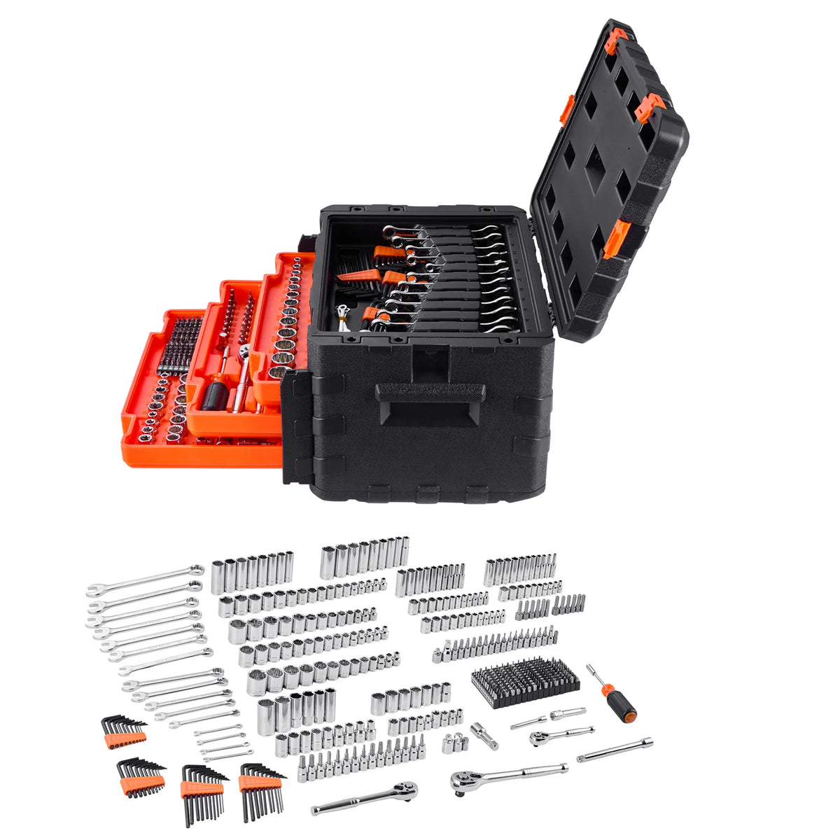 SucceBuy Mechanics Tool Set and Socket Set 450 Pcs 1/4-, 3/8-& 1/2-inch Drive Deep and Standard Sockets w/ Bits Wrenches Accessories