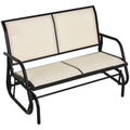 Outsunny 2-Person Outdoor Glider Bench with Powder Coated Steel Frame, Beige Patio Swing Loveseat for Garden Porch