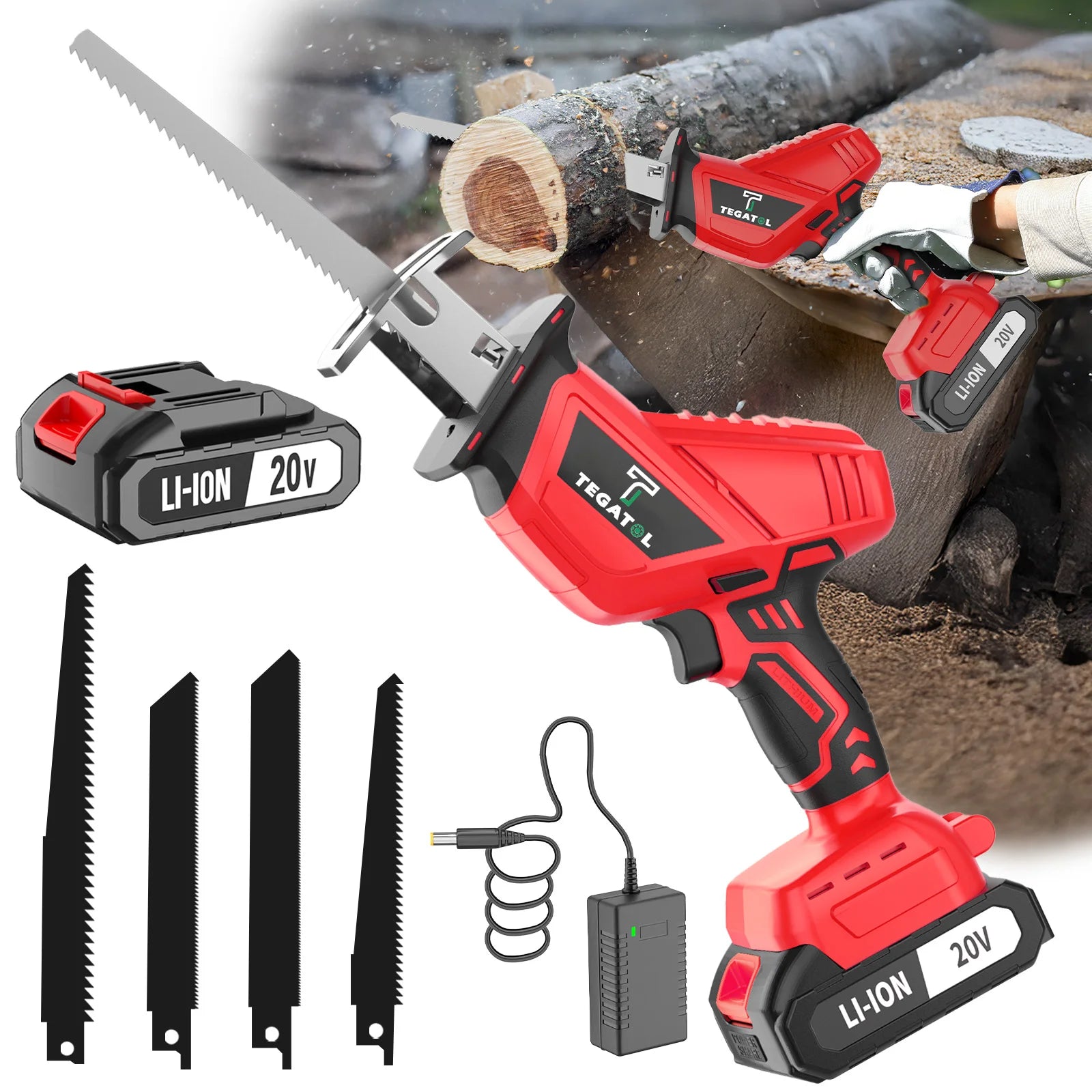 Cordless Reciprocating Saw Cutting Tool Home DIY Wood Metal PVC Pipe Cutting 20V with Battery