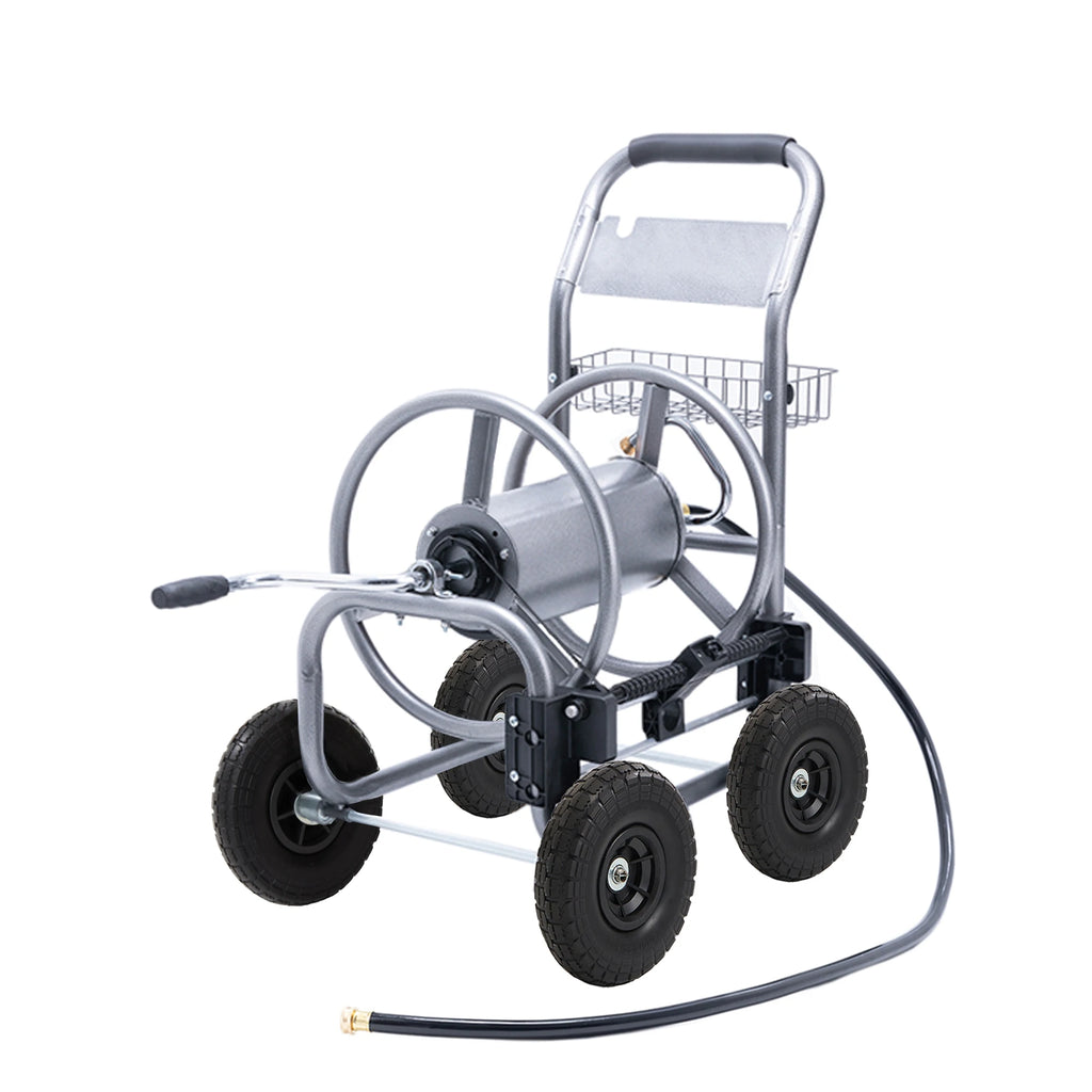 Giraffe Tools Hose Reel Cart, Hose Cart with Wheels, Industrial Hose Reels for Outside, 250-Feet of 5/8" Hose Capacity