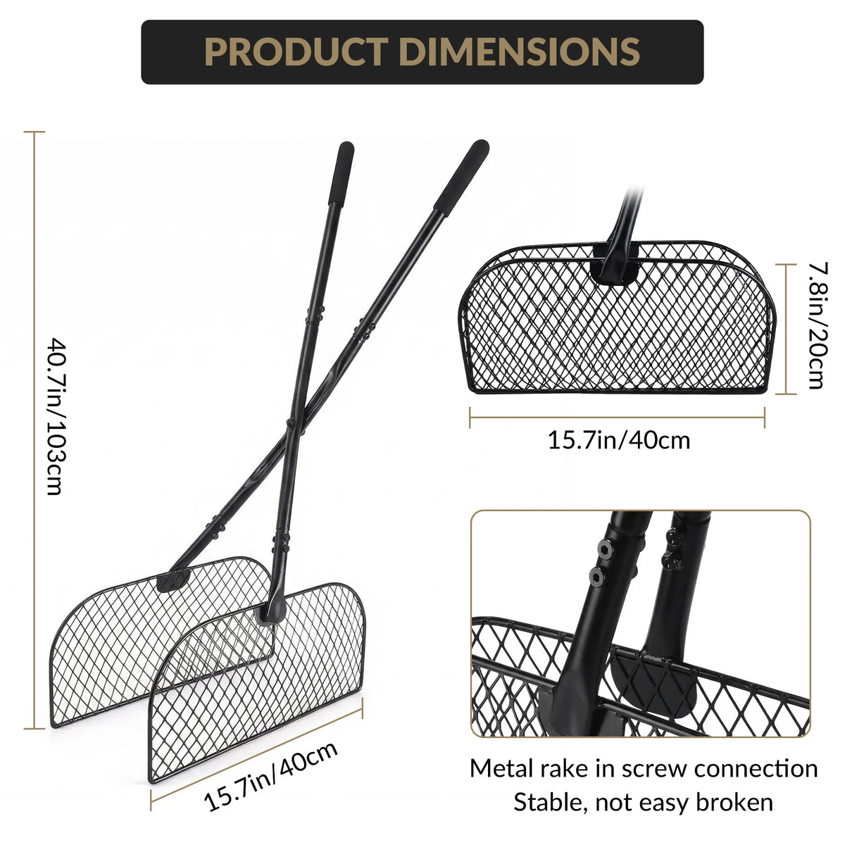 HiMiss 2 Pack Heavy Duty Metal Leaf Grabber Set – Long Telescopic Handle, Durable Garden Shovel for Lawn, Patio, Yard Waste Collection