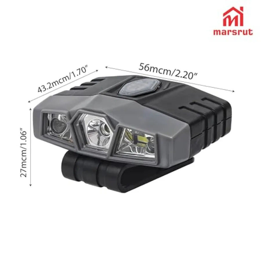 2Pcs Hat Lights Clip On Rechargeable Brim Light, Ultra Bright Micro Mini LED Cap Headlamp 150 Lumens Spotlight, Waterproof Hand