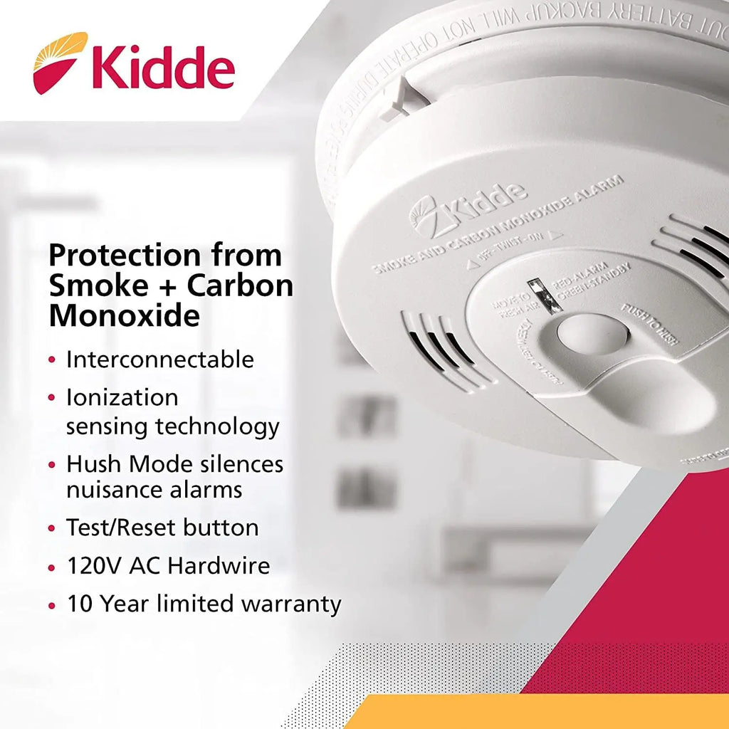 Hardwired Interconnectable Smoke Carbon Monoxide Detector Battery Backup LED Warning Indicators