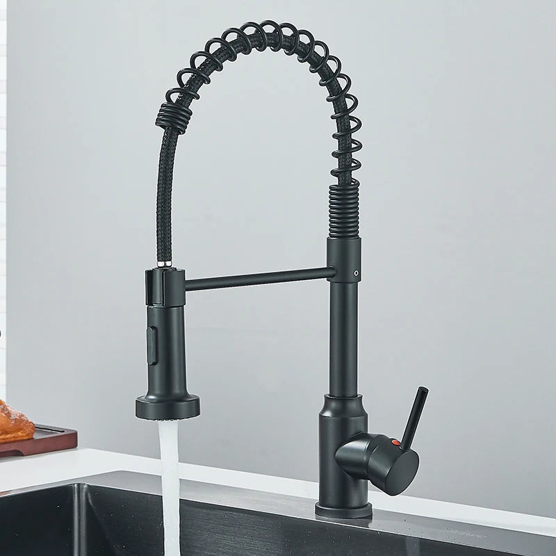 Pull Down Kitchen Faucet, Single, 360° Swivel, Dual Function Nozzle