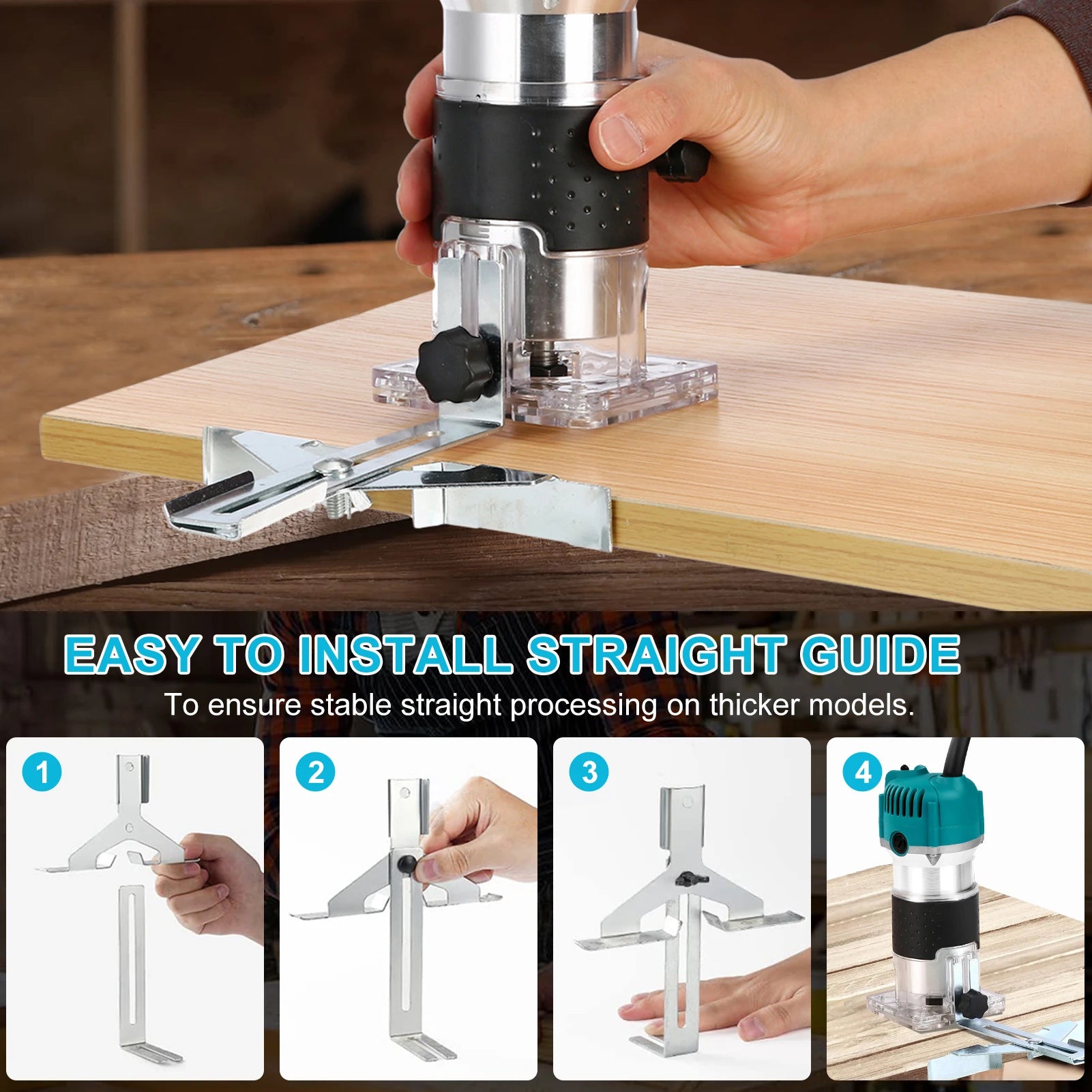 Electric Trimmer Wood Router Woodworking Trimming Milling Engraving Slotting Machine US 110V Linear guide rail