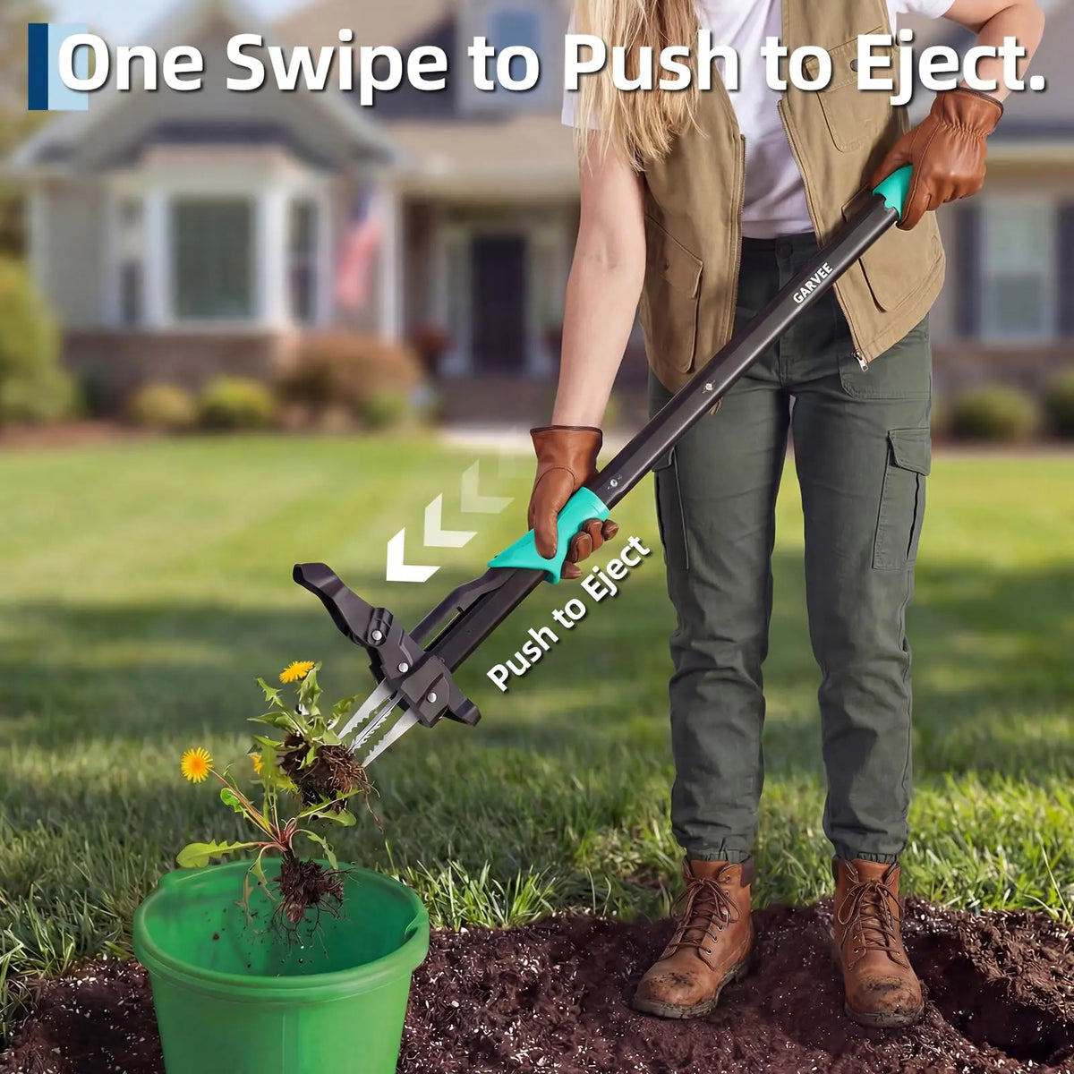 Garvee 40" Long Handle Stand Up Weed Puller Gardening Hand Weeding Tool | Easy-Eject Easily Remove Weeds Without Bending, Pulling, or Kneeling