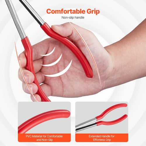 5-Piece, Needle Nose, 11 in Long Needle Nose, Diagonal Cutting 45°/90°, Bent Round Nose Pliers
