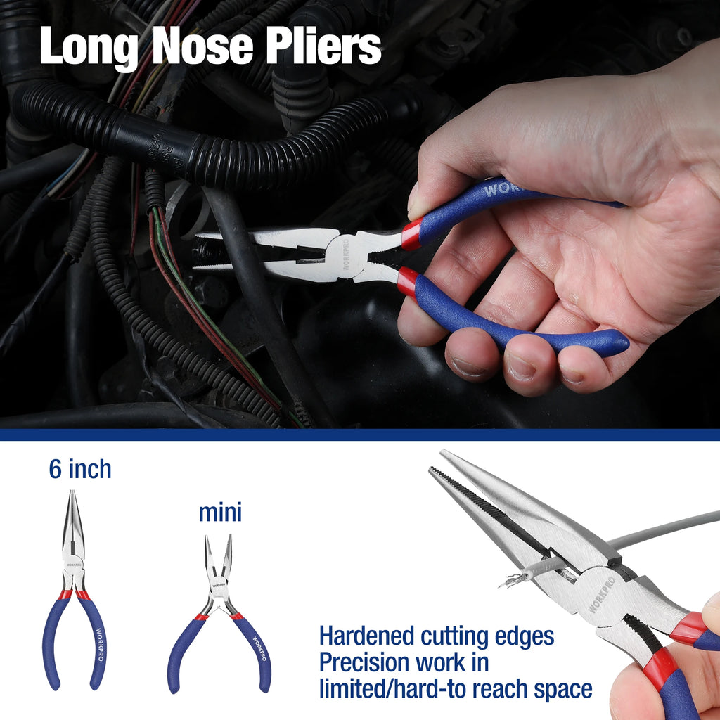 7-Piece Pliers Set, Groove Joint, Long Nose, Slip Joint, Linesman and Diagonal Pliers for DIY