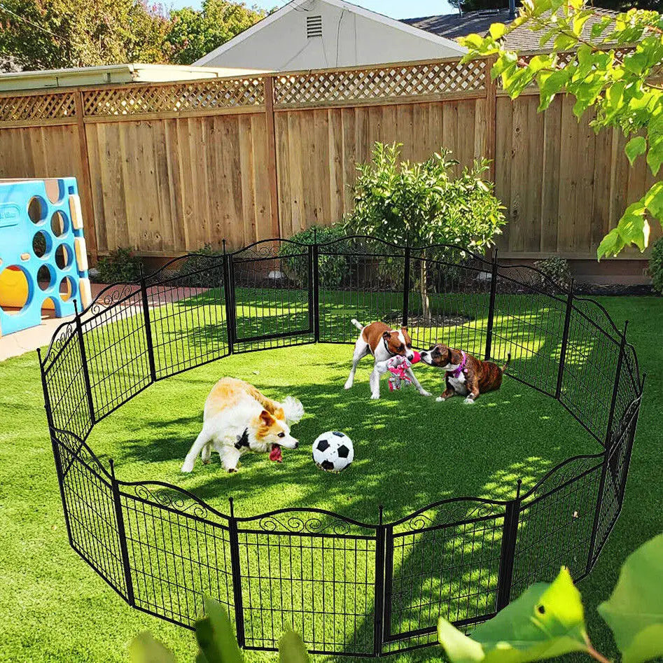 8 Panels Heavy Duty Metal Dog Playpen, Indoor/Outdoor Foldable Fence with Gate, Metal Pen for Small/Medium Dogs
