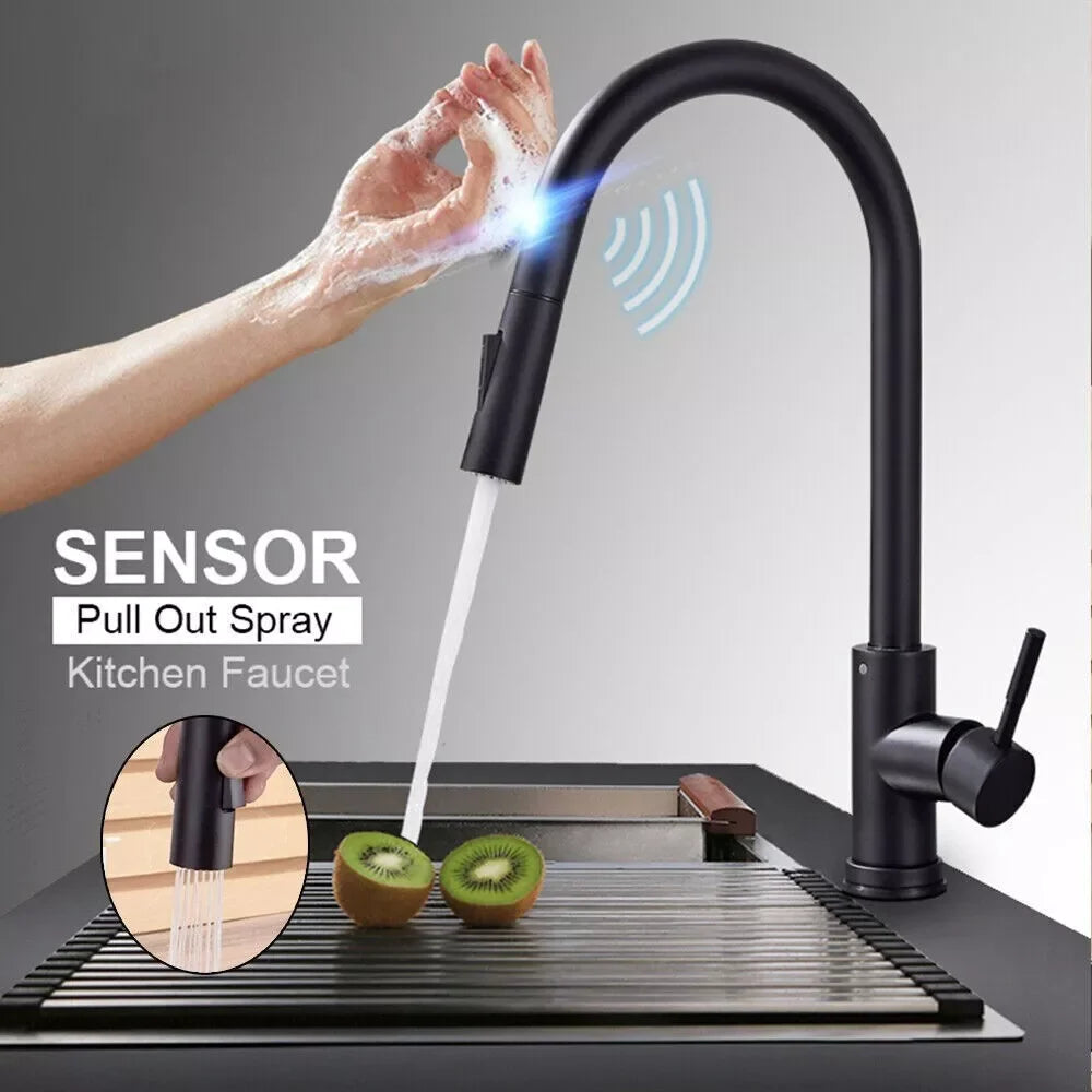 Kitchen Sink Faucet With Touch Sensor, Pull Down Sprayer, Single Handle