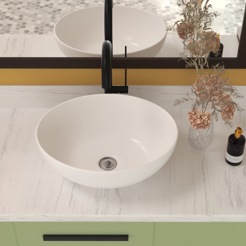 16x13 Inch White Ceramic Modern Oval Bathroom Sink, Indoor or Outdoor, Countertop Sink