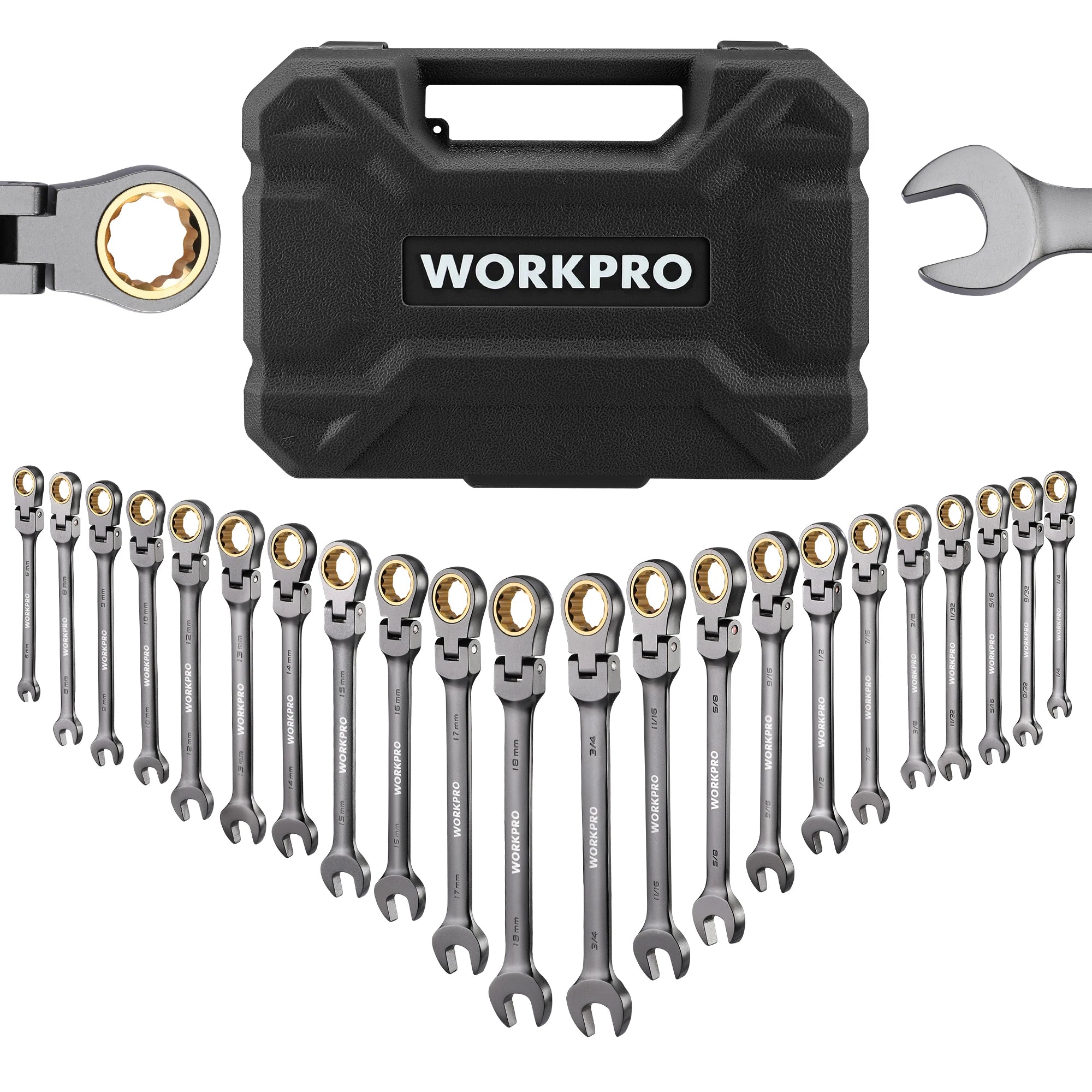 21pc Ratcheting Wrench Set With Case