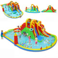 YAO HUI HUANG Inflatable Water Slide Park, 12 in 1 Kids Mega Water Bounce House with Large Deep Pool, 2 Long Slides, Bouncy Castle, Blow up Water Slides for Big Kids 3-12 Backyard Outdoor, Without Air Blower