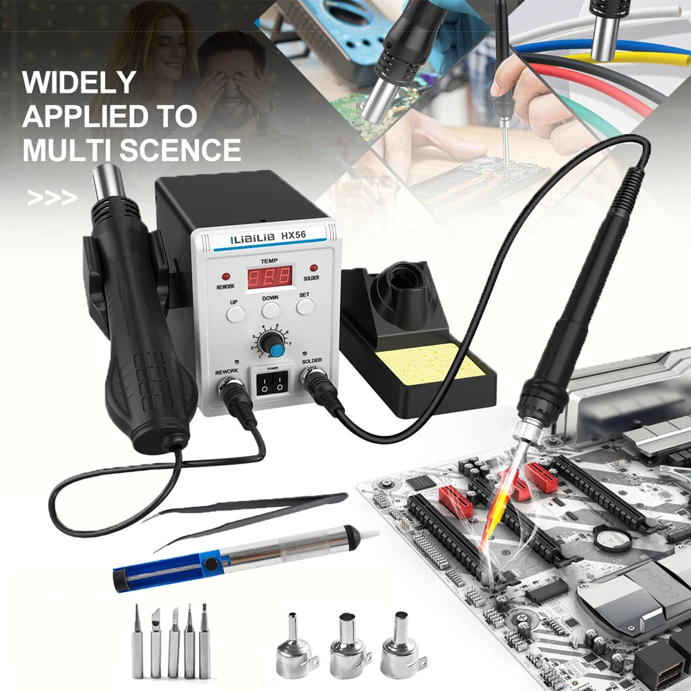 700WHot Air Rework Soldering Iron Station Kit, Rapid Heat up Solder Station, Upgrade Dual System Independent Control, Auto Sleep