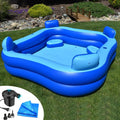 Inflatable Pool w/Seats & Headrests, 8ft x 8ft, Comes with Electric Pump and Ground Tarp Included - Fast Setup and Reinforced Se