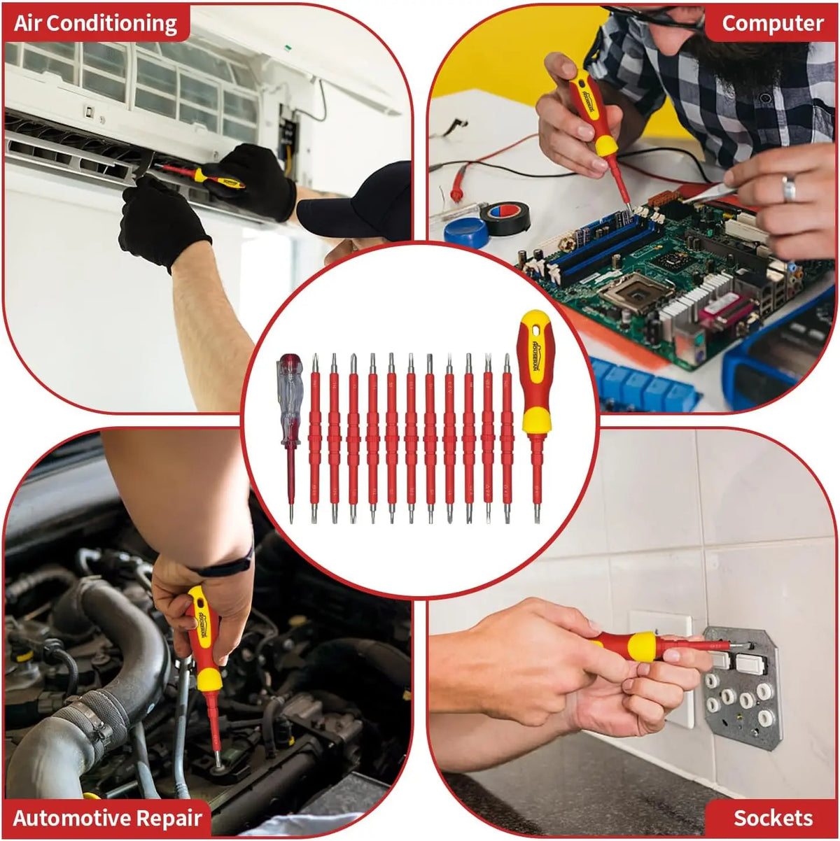 HouseRan Insulated Screwdriver, 5/8/26 Pcs Screwdriver Set, Magnetic Tip Electrician Tools Kit with Case, 1000V, Screwdriver with Interchangeable Blades