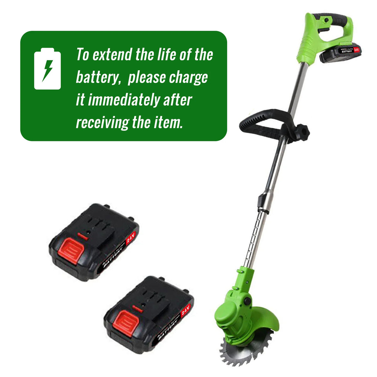 Weed Trimmer Lawn Electric Brushless 2-in-1 Cordless String Grass Trimmer Cutter Fast Charger With 2 x 24V Battery for Yard Garden Model Number: HG0076