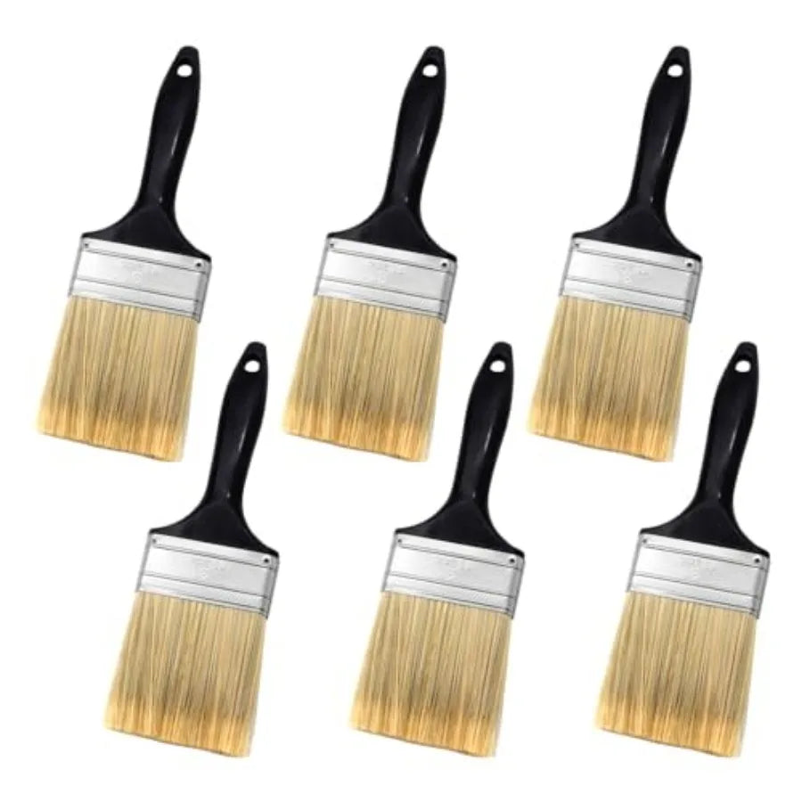 3 inch Flat Paint Brushes, Professional Paint Tools with Treated Plastic Handle for DIY Paint, Furniture, Fences, Deck, and Wal