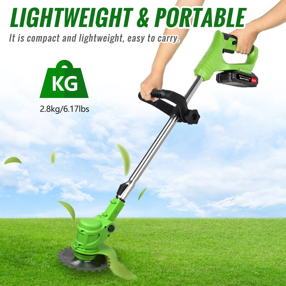 Weed Trimmer Lawn Electric Brushless 2-in-1 Cordless String Grass Trimmer Cutter Fast Charger With 2 x 24V Battery for Yard Garden Model Number: HG0076