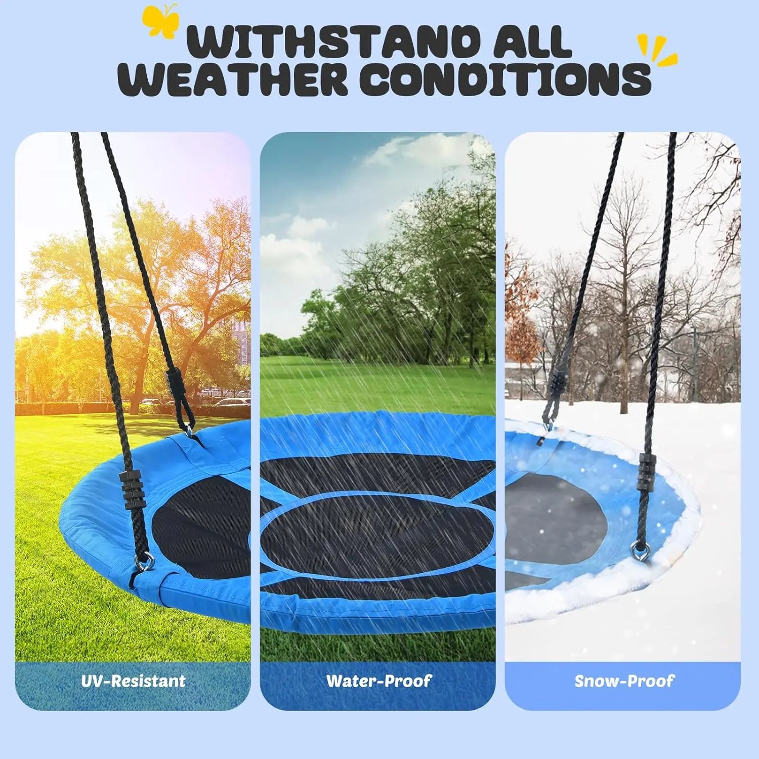 60" Large Saucer Tree Swing for Kids Adults 900D Oxford Waterproof with Hanging Straps