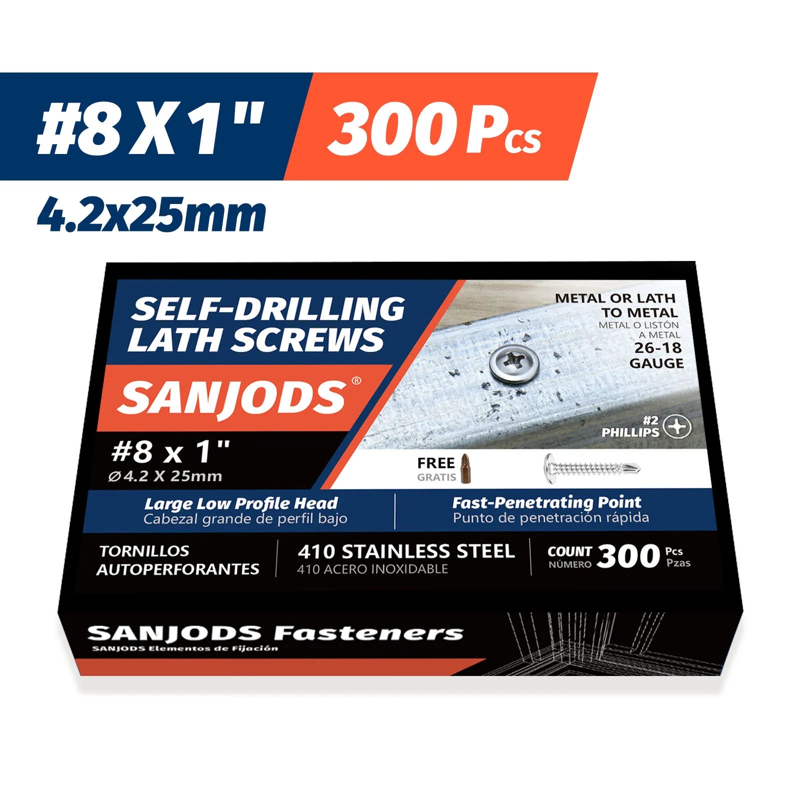 #8 Self Drilling Sheet Metal Screws, 410 Stainless Steel Self Tapping Screws, Phillips Truss Head Lath Screws