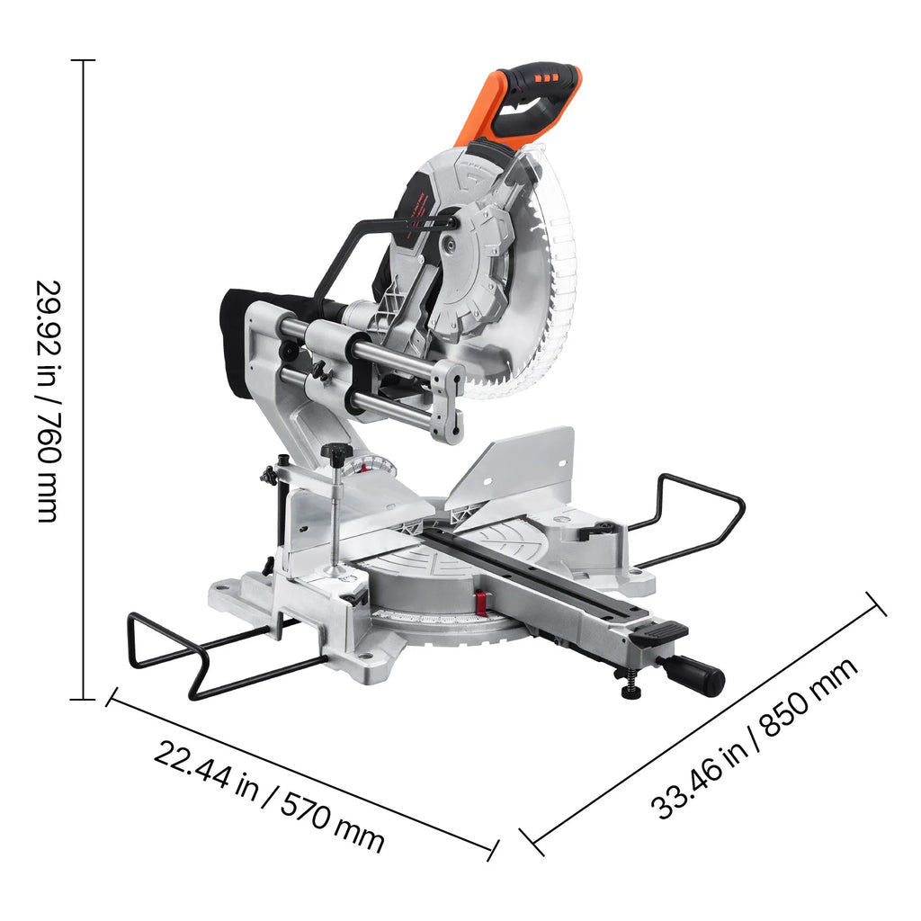 SucceBuy Sliding Compound Miter Saw 12-Inch Blade 15Amp Motor 60-Tooth Corded Double Bevel Sliding Miter Saw LED Alignment