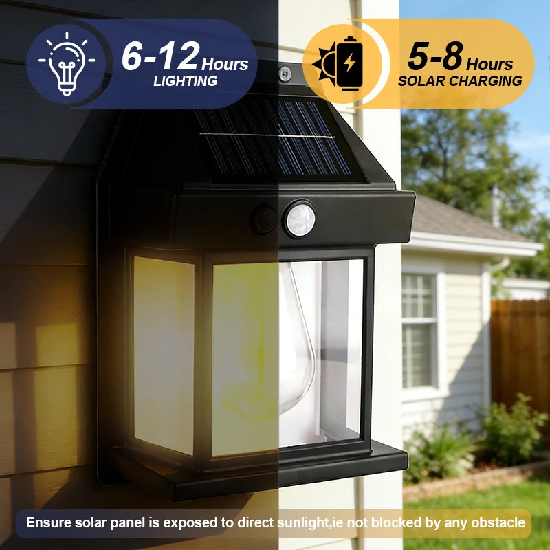 TechlumeX Solar Wall Lights Outdoor Dusk to Dawn Solar Motion Lights Outdoor Waterproof 3 Lighting Modes Wall Mount Light Sconces For Outside Patio Fence Yard Garage 2 Pack LED Street Light