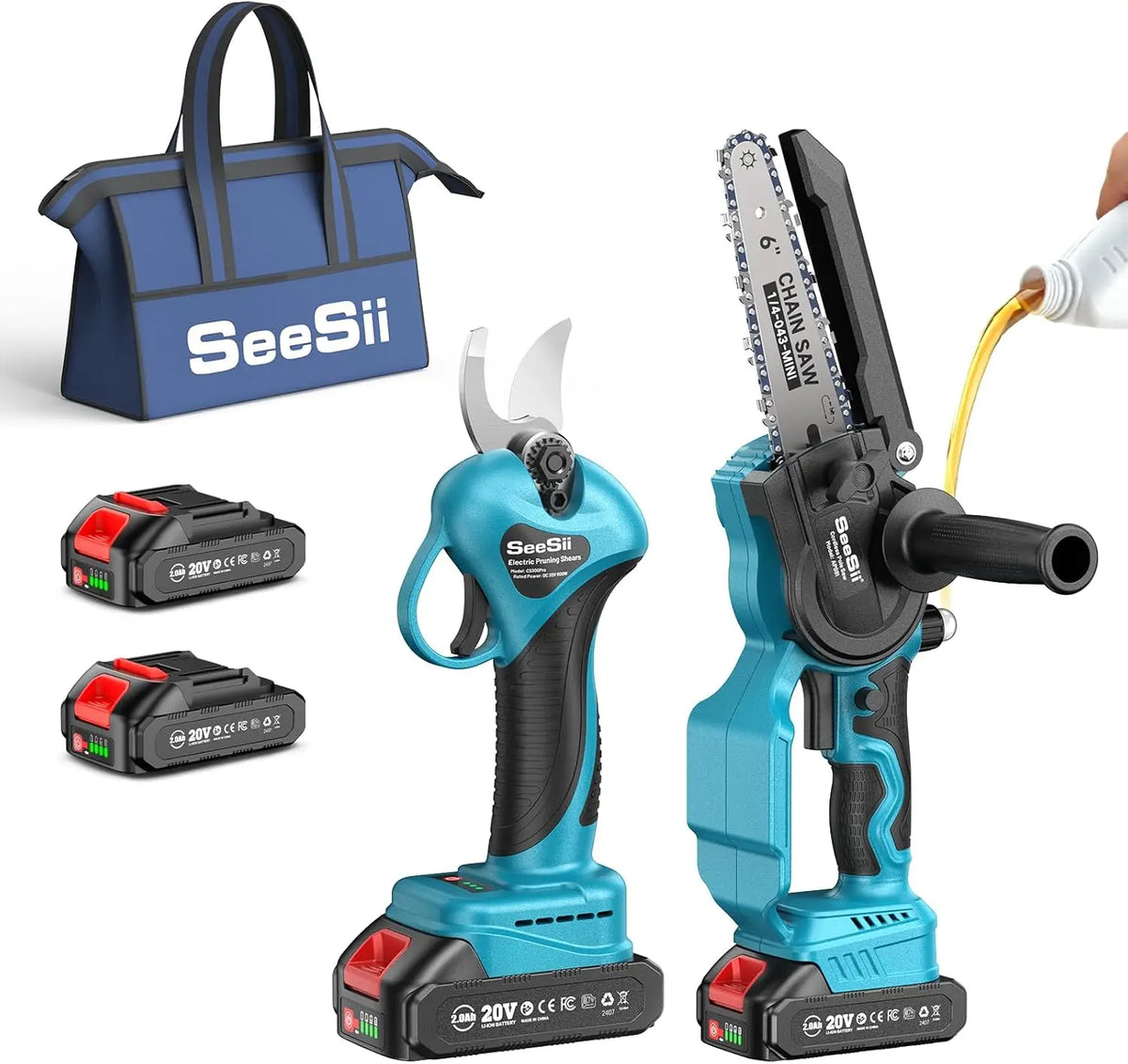 SEESII 6" Brushless Electric Saw&33mm Pruning Shears Cordless Combo for Wood Cutting/Branch Trimming Gardening Tools for Makita Pin