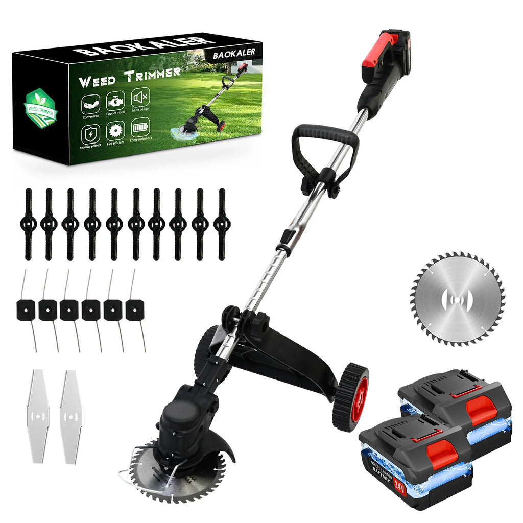 Baokaler 21V Cordless Weed Trimmer Lawn Mower/Edger Lightweight 2 x 1.5Ah Lithium Battery With Charger for Lawn Care Garden
