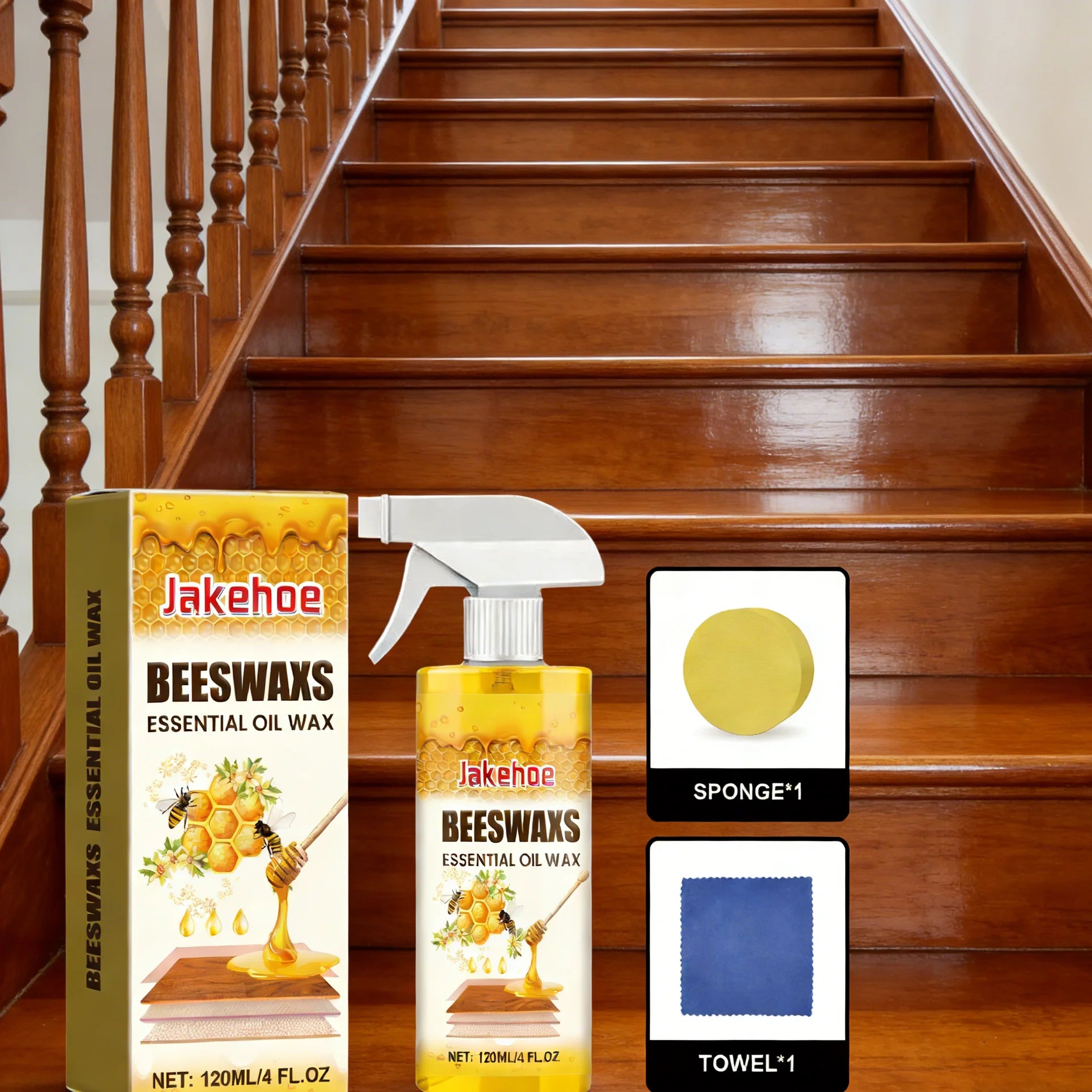 Wood Care Beeswax Spray, Waterproof Multipurpose Wear Resistant, Wood Floors, Chairs, Cabinets, Furniture