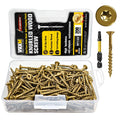 VKKM 200Pcs #8 Torx Wood Screws Kit, Star Drive Self Tapping Outdoor Deck Screws, Heavy Duty All Weather Rust Resistant with Bit for Home DIY