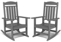 FOOWIN 2pcs Oversized High Back Outdoor Patio Rocking Chair All Weather HDPE Porch Rocker Adult Garden Lawn Indoor
